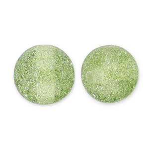 Perles acryliques avec pailletes 12 mm Vert olive-argent&eacute;
