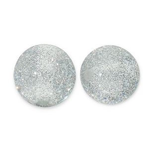 Perles acryliques avec pailletes 12 mm Gris-argent&eacute;