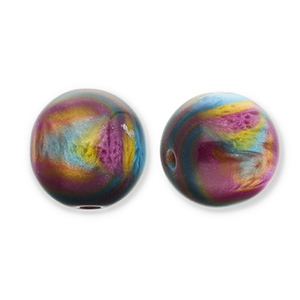 Perles en r&eacute;sine avec pailletes 12mm Violet-bleu-dor&eacute;