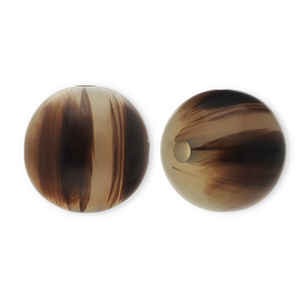 Perles en r&eacute;sine 14mm Beige sable-marron