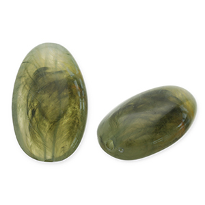 Perles acryliques oblong ovale Vert olive