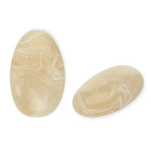 Perles acryliques oblong ovale Beige marron-blanc