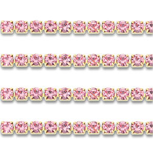 Cha&icirc;ne strass en acier Inox 2mm Dor&eacute;-rose