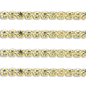 Cha&icirc;ne strass en acier Inox 2mm Dor&eacute;-champagne