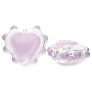 Perles en verre c&oelig;ur Transparent-lilas