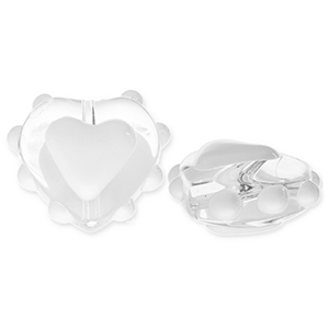 Perles en verre c&oelig;ur Transparent-blanc