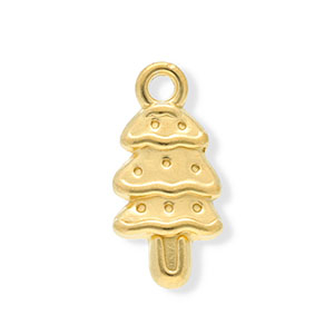 Breloques en acier Inox sapin de No&euml;l Dor&eacute;