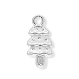 Breloques en acier Inox sapin de No&euml;l Argent&eacute;