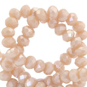 Perles &agrave; facettes 6x4mm disque Heishi Beige soie p&ecirc;che-pearl shine coating
