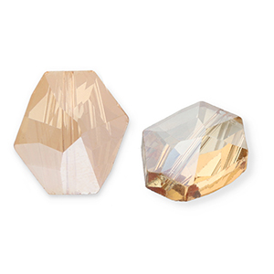 Perles &agrave; facettes Fashion hexagone Beige p&ecirc;che-pearl shine coating