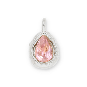 Breloques en acier Inox goutte avec une facette Argent&eacute;-rose clair