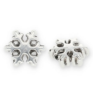 Perles en m&eacute;tal DQ flocon de neige Argent&eacute; antique (sans nickel)