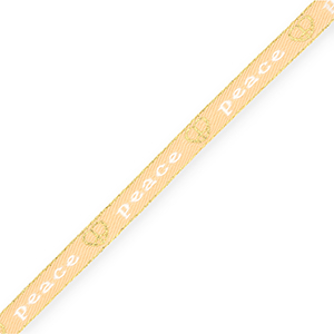 BY31&reg; Ruban texte "Peace" Jaune vanille-blanc-dor&eacute;