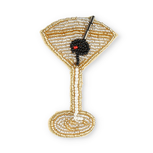 Broches verre &agrave; cocktail Dor&eacute;-cristal-noir