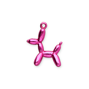 Breloques en m&eacute;tal chien ballon Rose fuchsia m&eacute;tallique