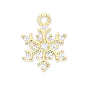 M&eacute;tal TQ laiton breloques flocon de neige Dor&eacute;-transparent