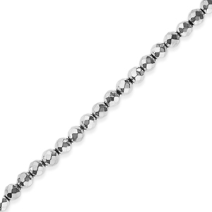 Perles h&eacute;matites facett&eacute;es rond 6mm Argent&eacute;
