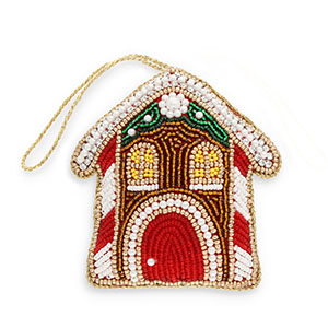 Breloque tendance maison Blanc-rouge-marron-dor&eacute;