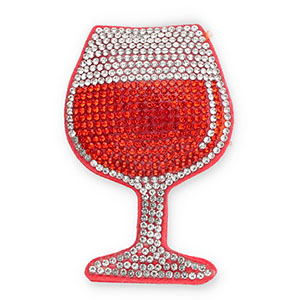 Pendentifs accroche-regard avec strass verre &agrave; vin Orange-cristal-rouge corail