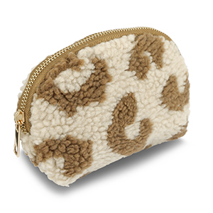 BY31&reg; Trousse en peluche avec imprim&eacute; l&eacute;opard Beige marron-marron