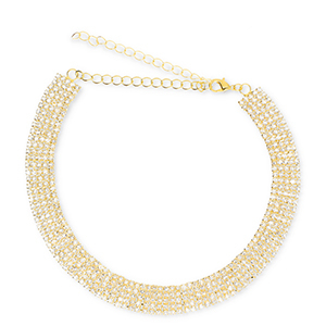 M&eacute;tal TQ laiton collier ras de cou avec strass Dor&eacute;-cristal