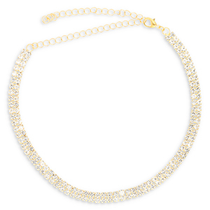 M&eacute;tal TQ laiton collier ras de cou avec strass Dor&eacute;-cristal