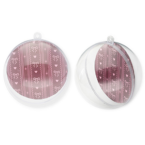 D&eacute;coration transparente boule Rouge vin de baies-rose clair
