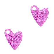 Breloques Plexx coeur paillet&eacute; Rose