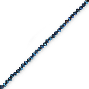 Perles &agrave; facettes 4x3mm disque Bleu fonc&eacute;-rev&ecirc;tement brillant nacr&eacute;