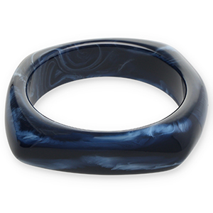 Bracelets jonc en r&eacute;sine Bleu fonc&eacute;-blanc