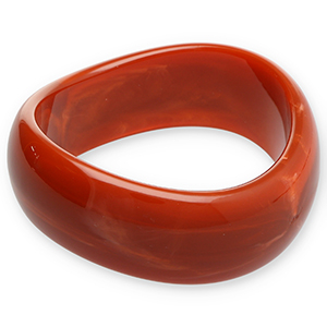 Bracelets jonc en r&eacute;sine Rouge rouille-blanc