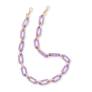 Cordon t&eacute;l&eacute;phonique tendance en acrylique Violet lavande-dor&eacute;