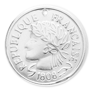 Breloques en acier Inox monnaie Argent&eacute;
