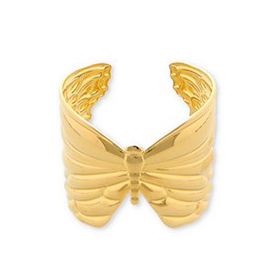 Bracelets en acier Inox jonc papillon Dor&eacute;