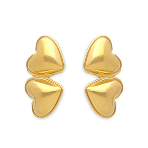 Boucles d'oreilles puces en acier Inox c&oelig;urs Dor&eacute;