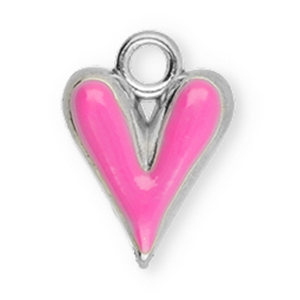 Breloques en acier Inox c&oelig;ur Argent&eacute;-rose