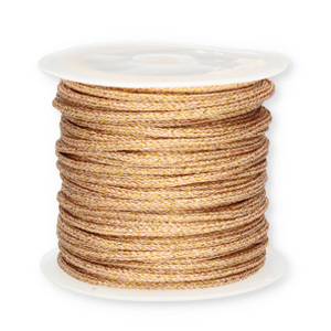 Fil macram&eacute; tress&eacute; 2mm Dor&eacute;-rose vintage