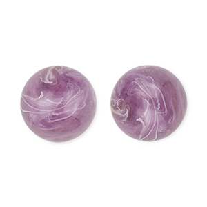Perles acryliques 12 mm rond Violet-marron-marbr&eacute;