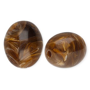 Perles acryliques ovale Marron-marbr&eacute;