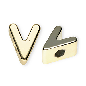Perles acryliques alphabet lettre V Dor&eacute;