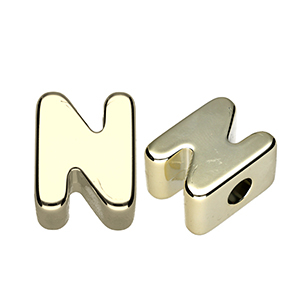 Perles acryliques alphabet lettre N Dor&eacute;