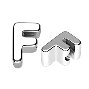 Perles acryliques alphabet lettre F Argent&eacute;