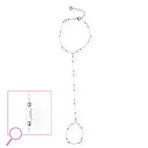 Bracelets en acier Inox Argent&eacute;-cristal AB-blanc
