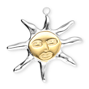 Breloques en acier Inox soleil Argent&eacute;-or&eacute;