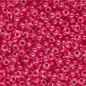 Perles de rocailles Miyuki 8/0 Carnation Pink Lined Crystal 8-0208