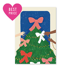 Cartes &agrave; bijoux sapin de No&euml;l Vert-bleu-rose