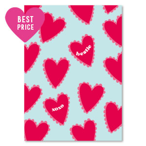 Cartes &agrave; bijoux "bestie xoxo" Bleu ciel-rouge