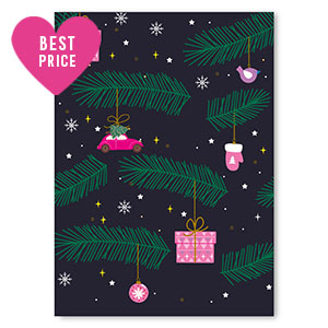 Cartes &agrave; bijoux No&euml;l Bleu fonc&eacute;-rose