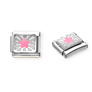 Appr&ecirc;ts en acier inox breloques pour bracelet italien &eacute;toile Argent&eacute;-rose-jaune