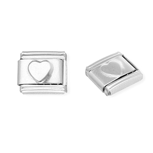 Appr&ecirc;ts en acier inox breloques pour bracelet italien c&oelig;ur Argent&eacute;